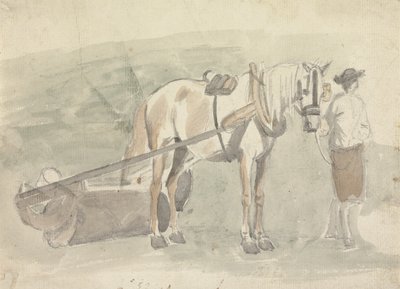 Homme avec un cheval attelé à un rouleau - Sawrey Gilpin
